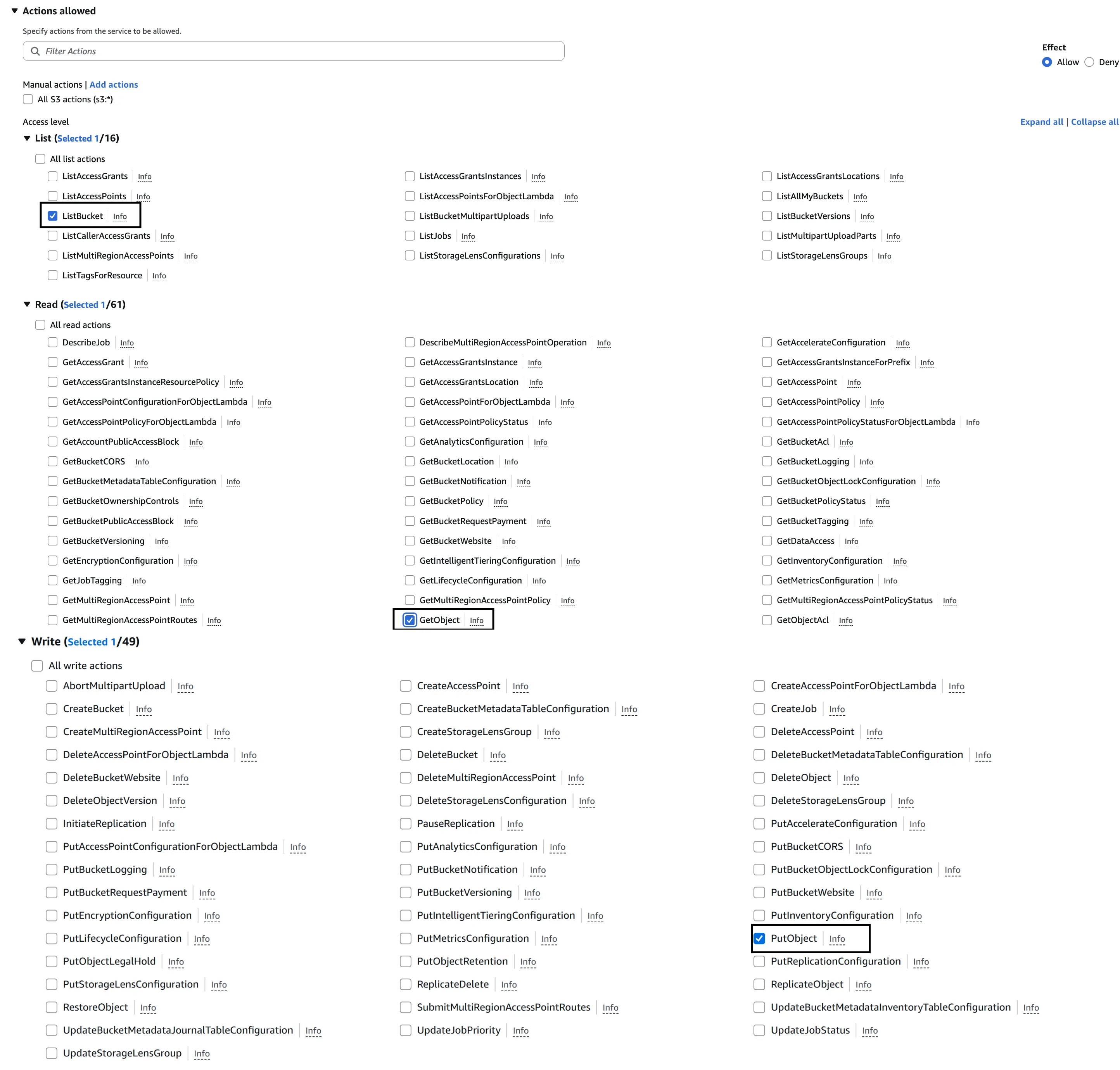 Actions Allowed Interface