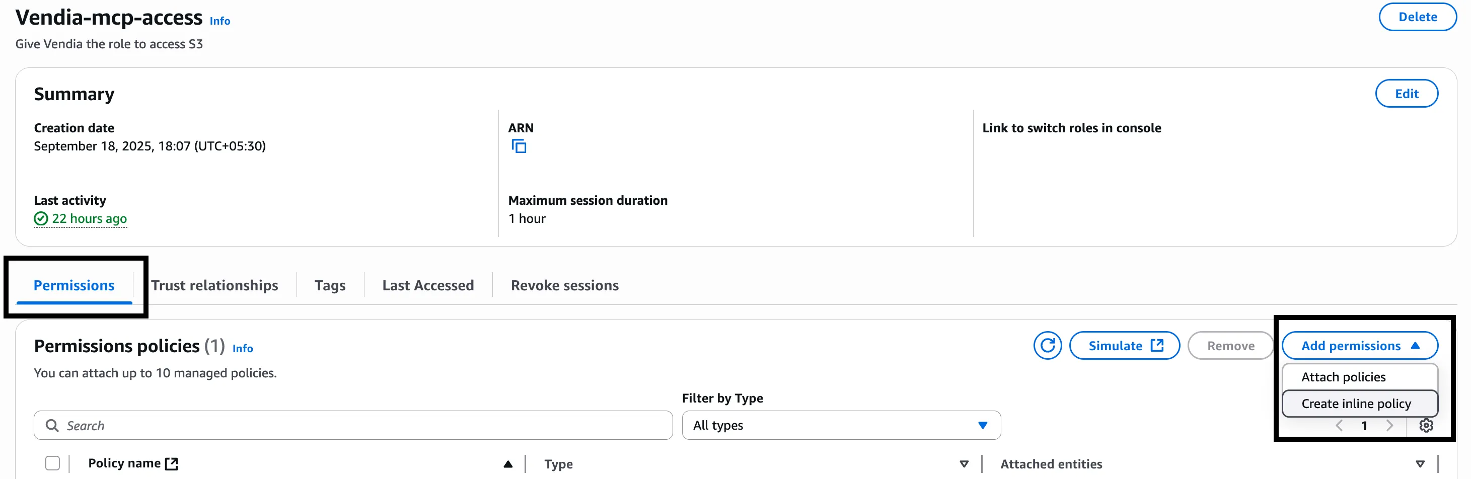 Create IAM Permissions Interface