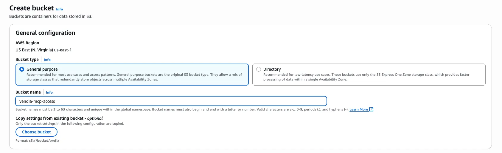 Create S3 Bucket Interface