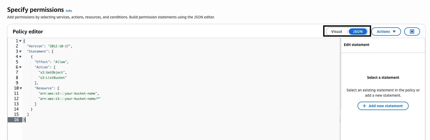 JSON Permissions Interface