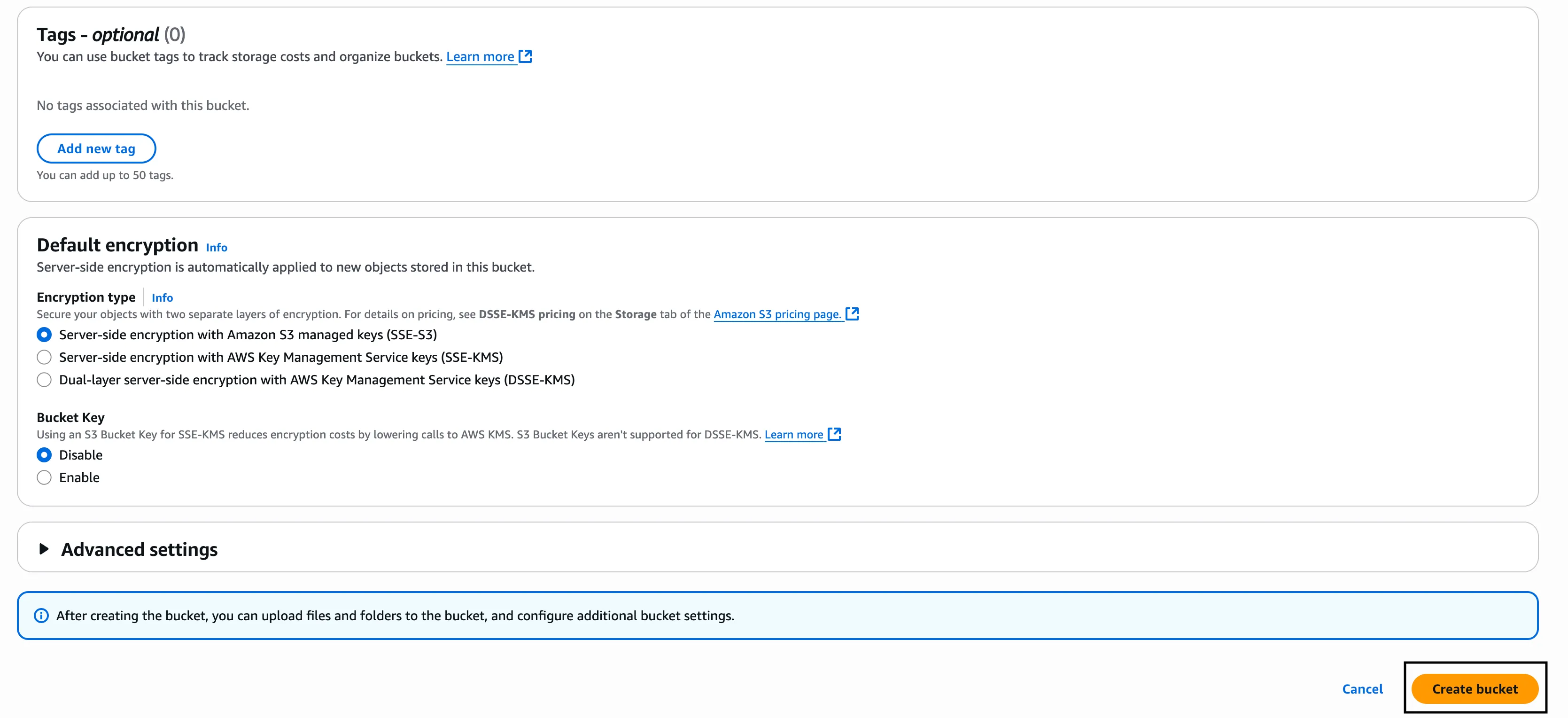S3 Bucket Encryption Settings