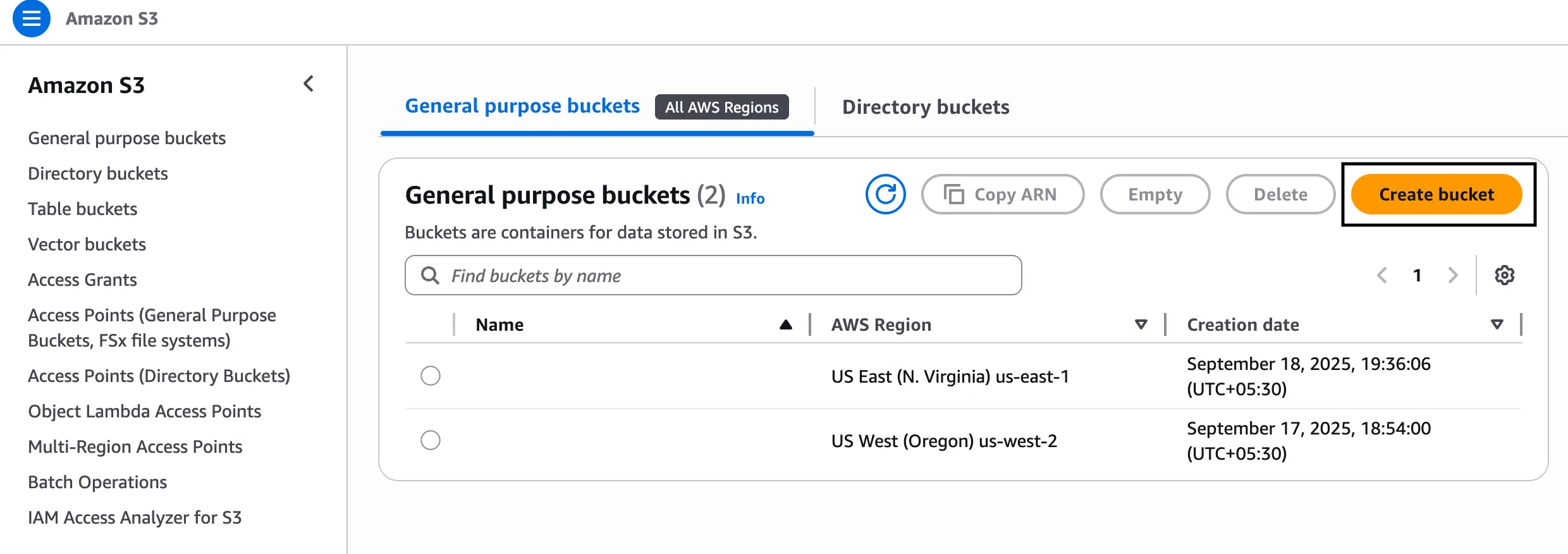 Amazon S3 Console Interface