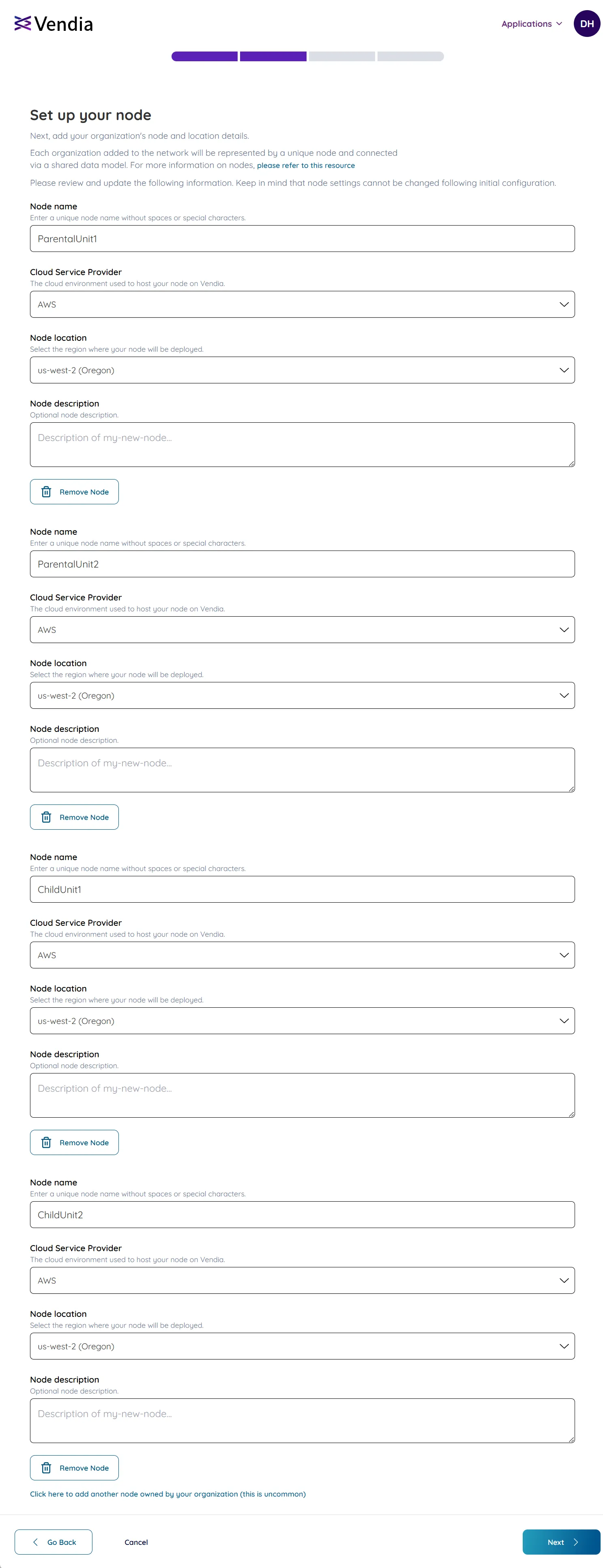 Node settings